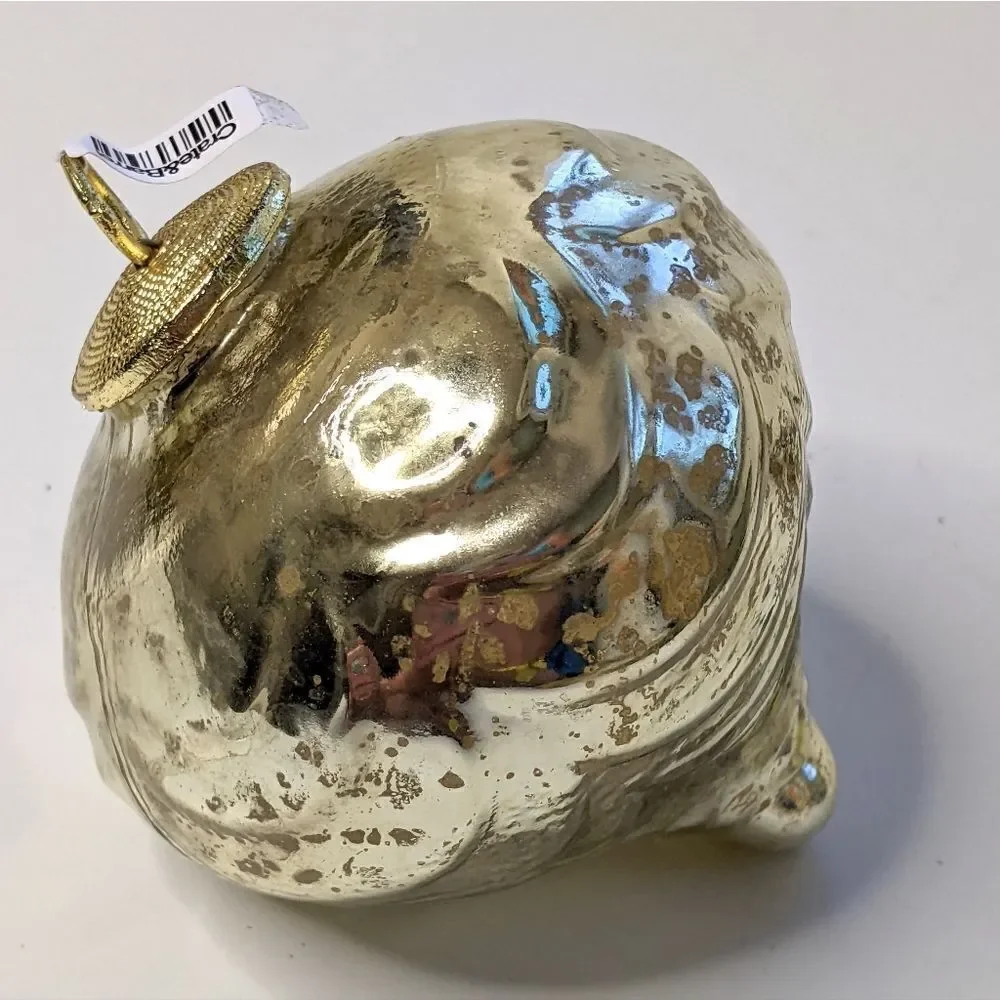 Crate&Barrel Gold Mercury Glass Christmas Ornament